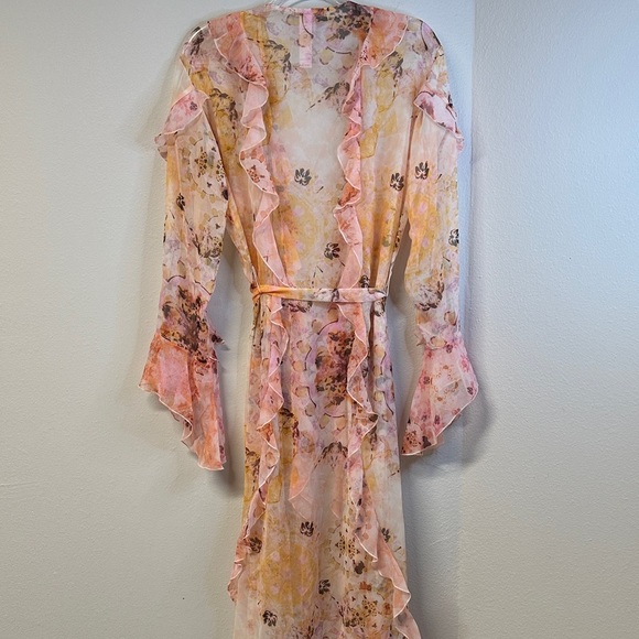 NWT Victoria's Secret Floral Ruffle Sheer Long Robe M/L - Picture 7 of 9